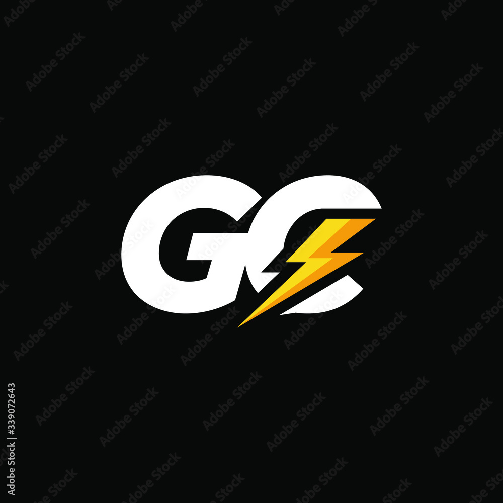 Initial Letter GC with Lightning Initial Letter GC with Lightning