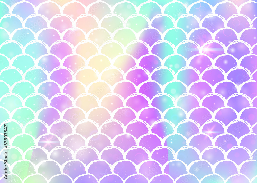 Kawaii mermaid background with princess rainbow scales pattern. Kawaii mermaid background with princess rainbow scales pattern.