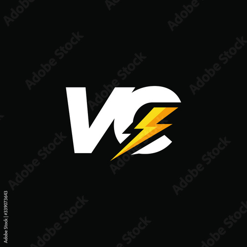 Initial Letter VC with Lightning