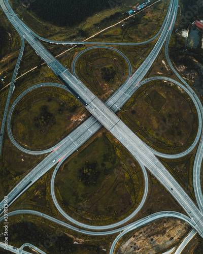 A multi-lane highway with several junctions or butterfly interchange somewhere in Malaysia