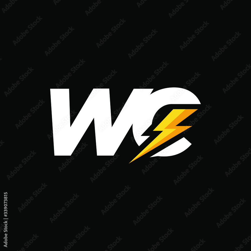 Initial Letter C with Lightning Initial Letter C with Lightning