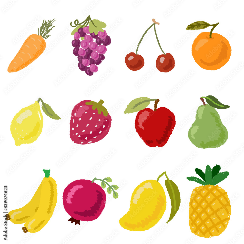 colorful fruit and vegetable in flat hand draw style collection eps10 vectors illustration colorful fruit and vegetable in flat hand draw style collection eps10 vectors illustration