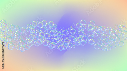 Swimming pool background with soap bubbles and foam.