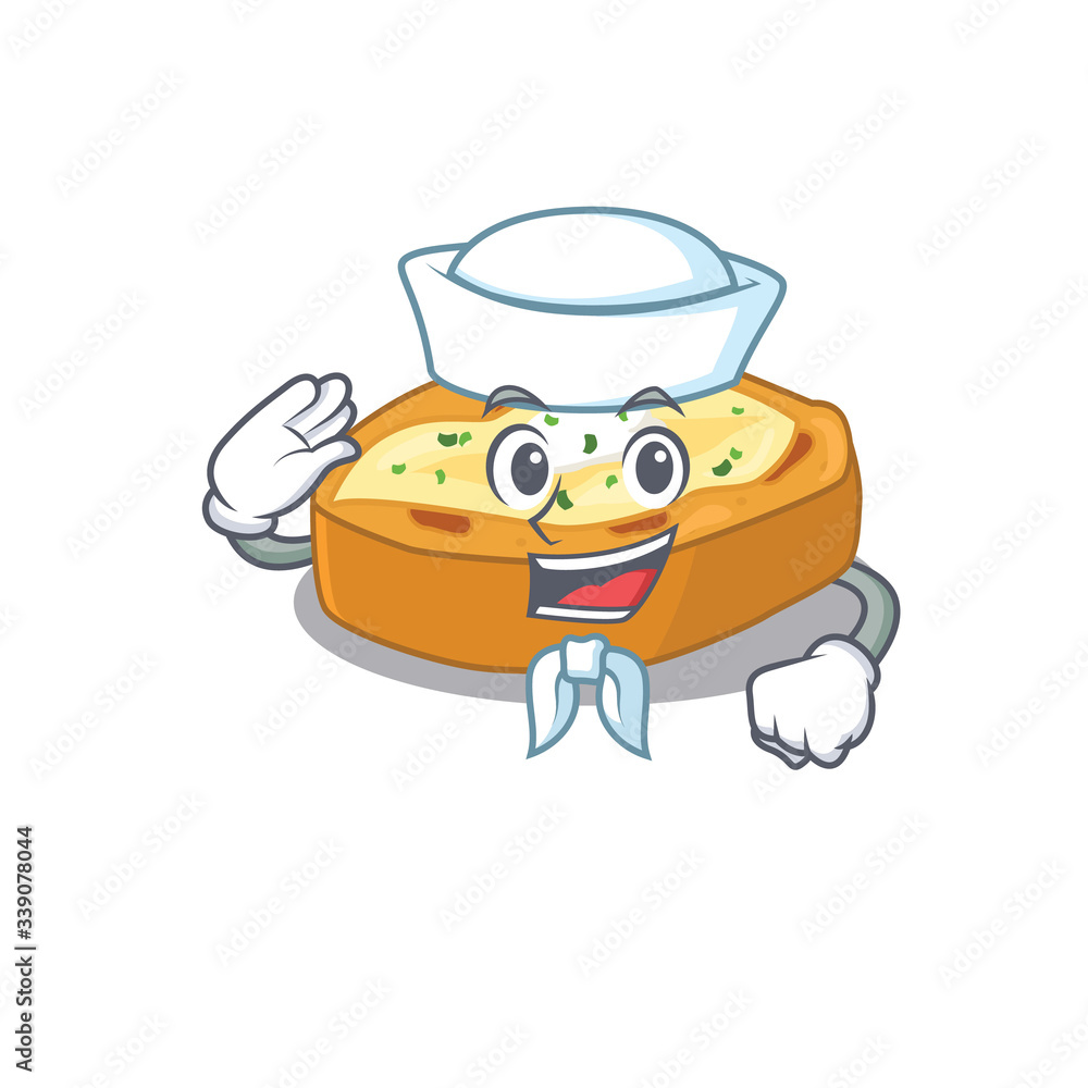 Sailor cartoon character of baked potatoes with white hat