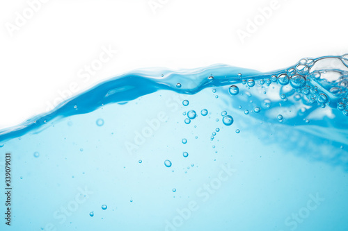 water splash with bubble isolated on white background with copy space