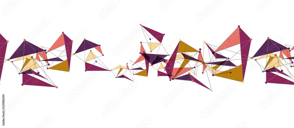 Fototapeta premium Line points connections, triangular technology design. Abstract geometric background