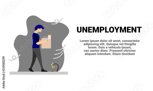 unemployed employees and workers are being jobless in economy recession because they are fired from their factories, industries and commercial office.