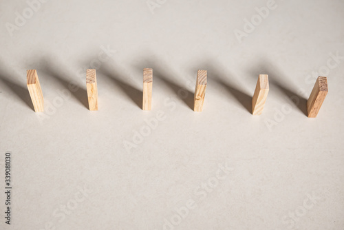Wooden blocks placed in a row