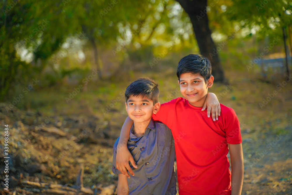 young indian rural kids portrait