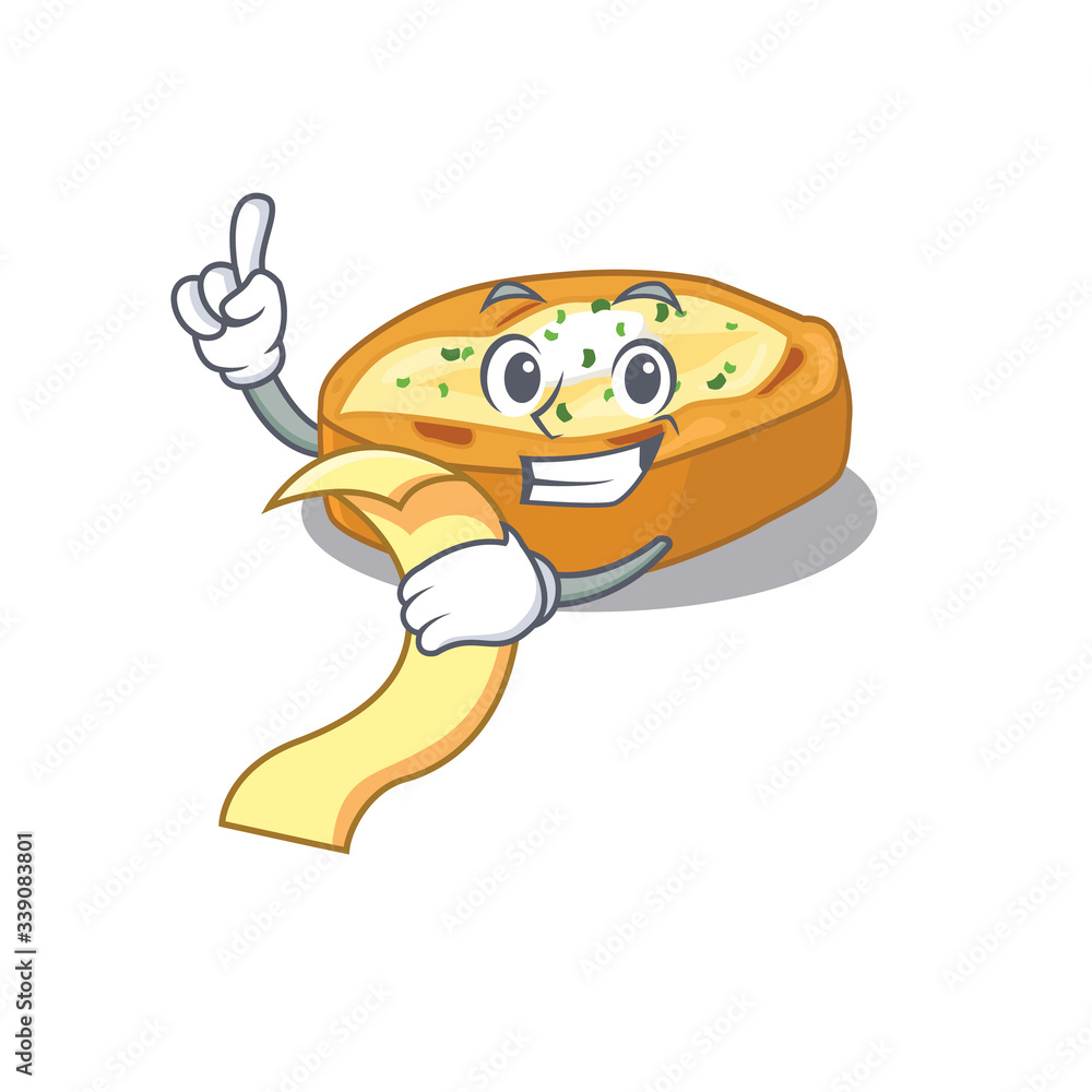 Baked potatoes mascot character design with a menu on his hand Baked potatoes mascot character design with a menu on his hand