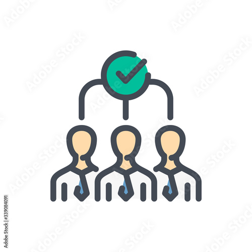 Accepted by the Team color line icon. Collective Decision vector outline colorful sign.