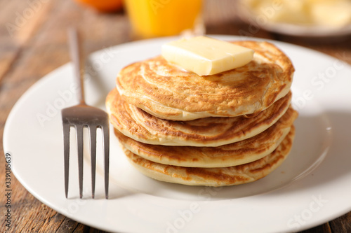 stack of pancake and butter