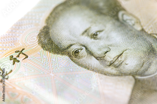 Canvas Print Portrait of Mao Zedong on China Paper Currency.