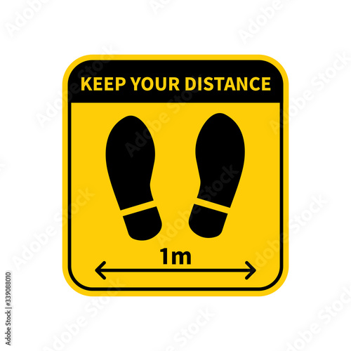 Social distancing. Footprint sign. Keep the 1 meter distance. Coronovirus epidemic protective. Vector illustration