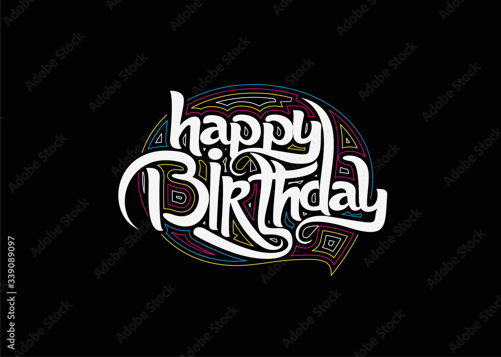 Obraz premium Happy Birthday text made of handwriting vector design element.