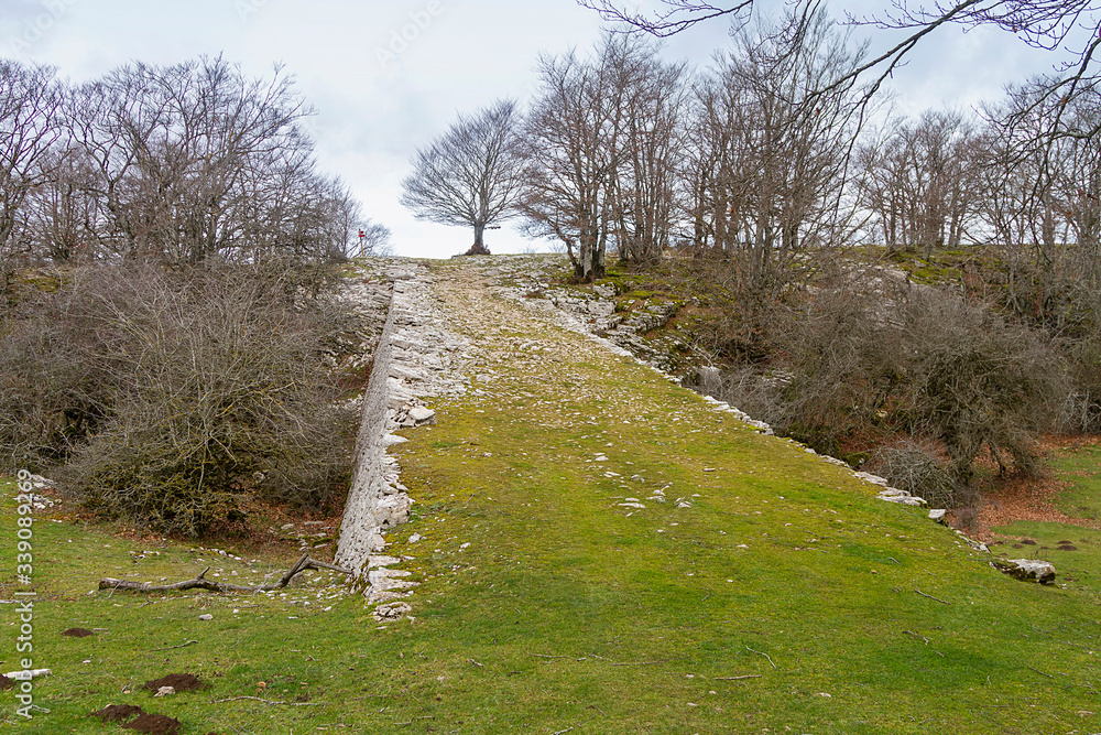 A Roman road in Lizarraga port in Navarra, Spain