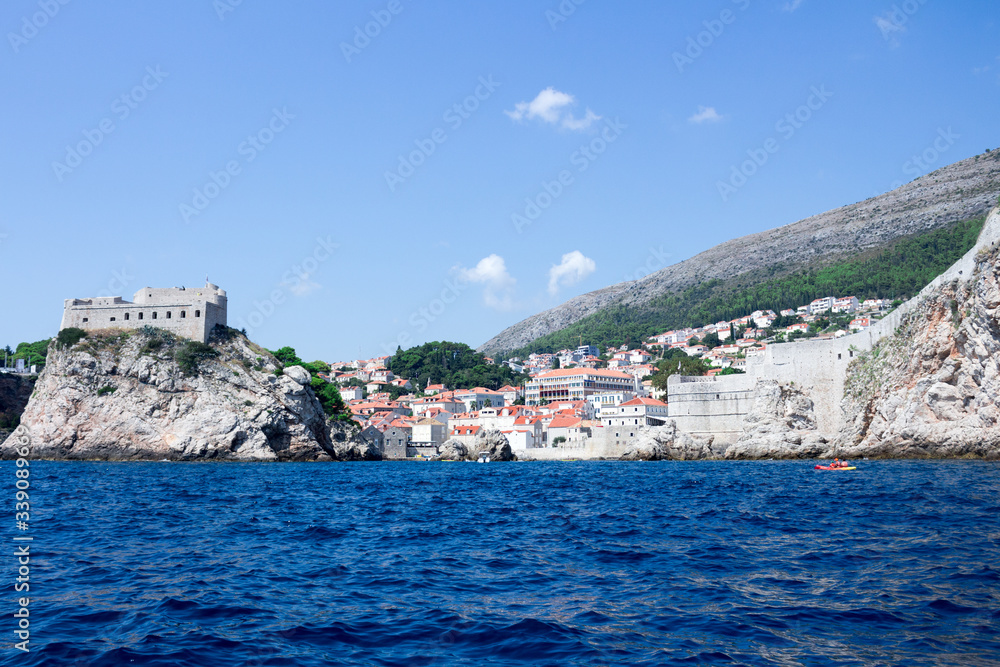 Dubrovnik city and sea view the location of GOT series with blue sea water and clear sky ships