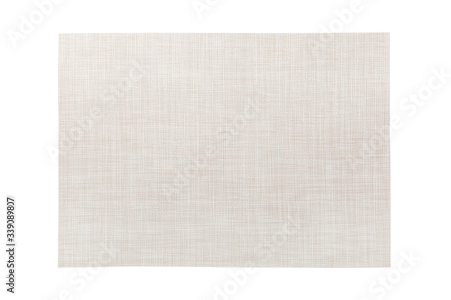 Top view of isolated white placemat for food. Empty space for your design