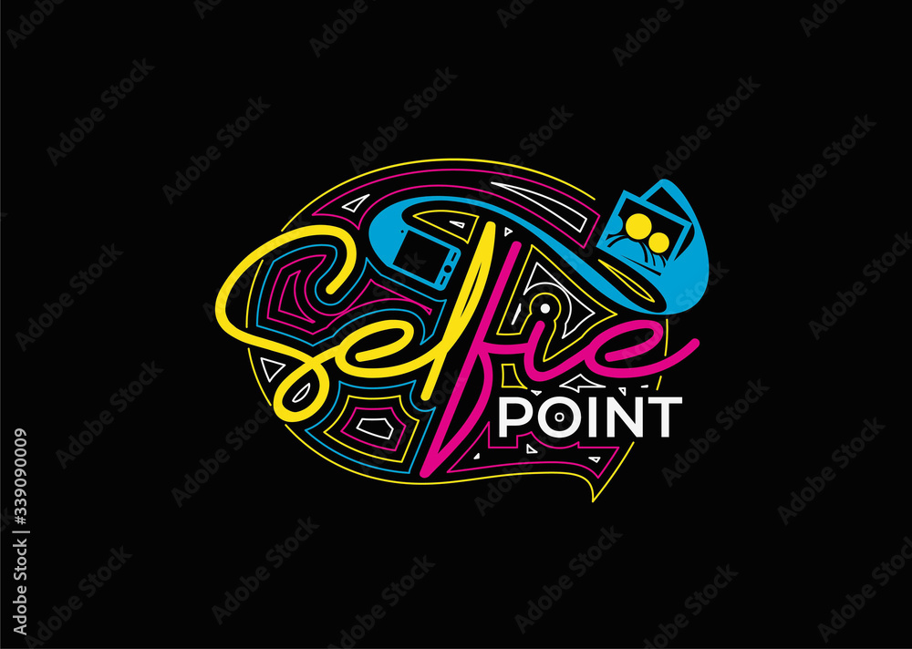 Selfie Icons and Vector Logo Design Element. 3d Color line art ( RGB