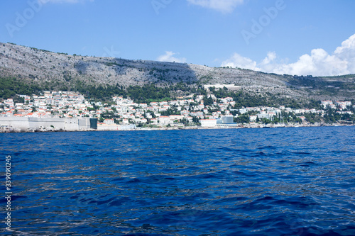 Dubrovnik city and sea view the location of GOT series with blue sea water and clear sky ships