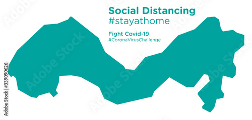 Mediterranean Region map with Social Distancing stayathome tag