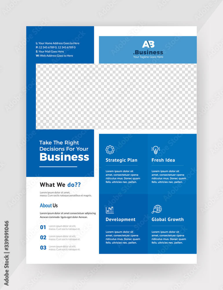 Obraz premium Unique Style & Creative shape Based Flyer Design Template