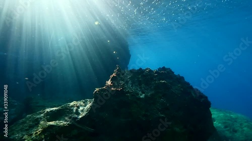 Wallpaper Mural sun ray and sun beam scenery underwater waves on surface of water slow Torontodigital.ca