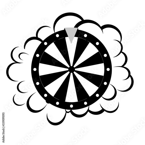 Fortune wheel for gambling in casino, cartoon comic style, flat isolated icon, vector illustration