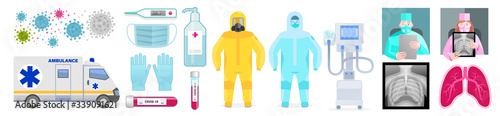 Medecine against the virus_COVID-19 fight tools icon image set