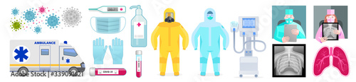 Medecine against the virus_COVID-19 fight tools icon image set