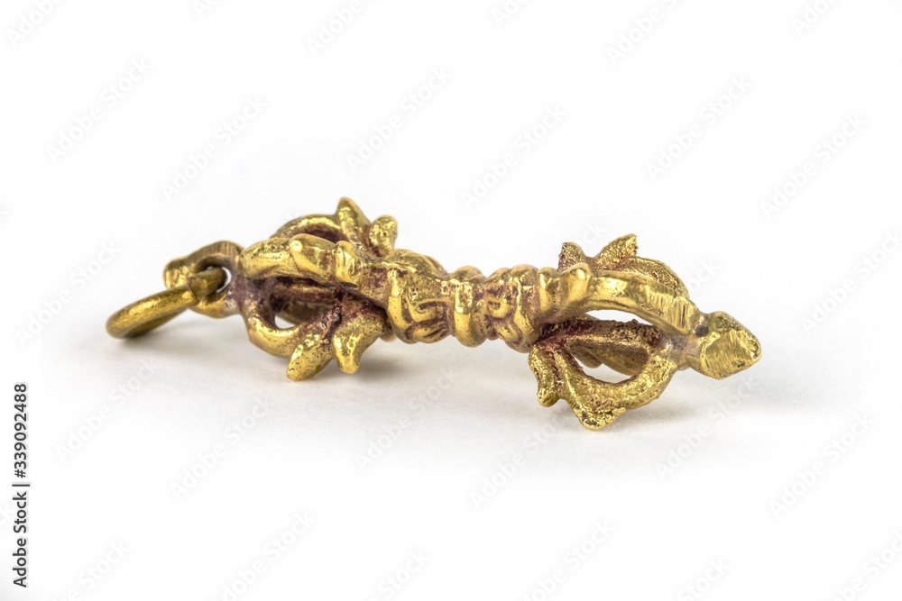 antique golden hindu vajra isolated on white background antique golden hindu vajra isolated on white background