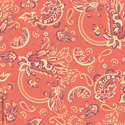 Paisley seamless pattern. Vintage background in batik style