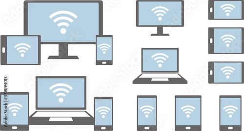 Wi-Fi 無線LAN　スマホ・PC　アイコンセット