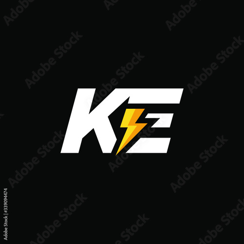 Initial Letter KE with Lightning