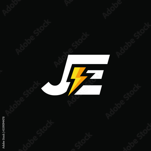 Initial Letter JE with Lightning
