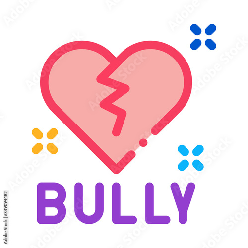 bully broken heart icon vector. bully broken heart sign. color symbol illustration