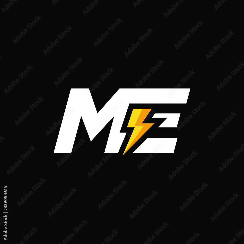 Initial Letter ME with Lightning Initial Letter ME with Lightning