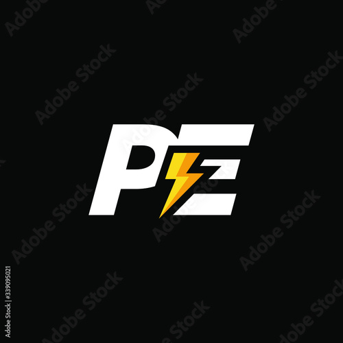 Initial Letter PE with Lightning