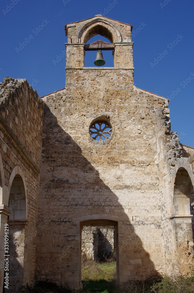 Remains of the Romanesque church of Santa Maria di Cartignano (11th century), near Bussi sul Tirino in the province of Pescara. Abruzzo, Italy