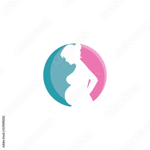 beautiful pregnant woman logo design vector symbol illustration