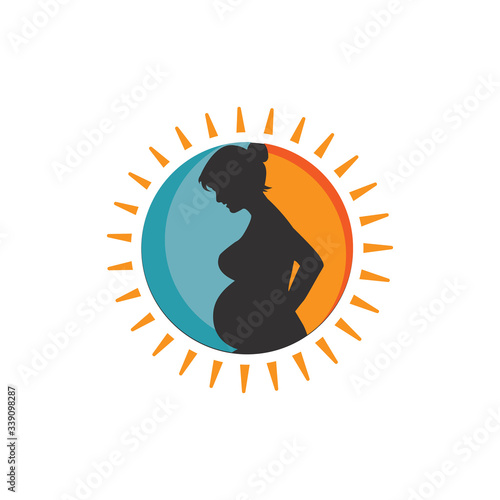 beautiful pregnant woman logo design vector symbol illustration