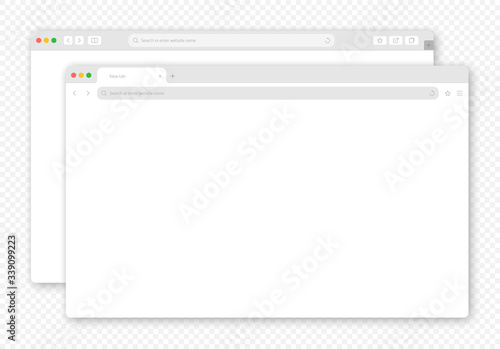 Mock-up two diferent blank browser window for your design isoled transparent background. Vector illustration EPS10