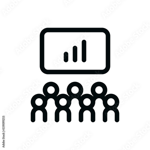 Business conference hall isolated icon, corporate presentation outline vector icon