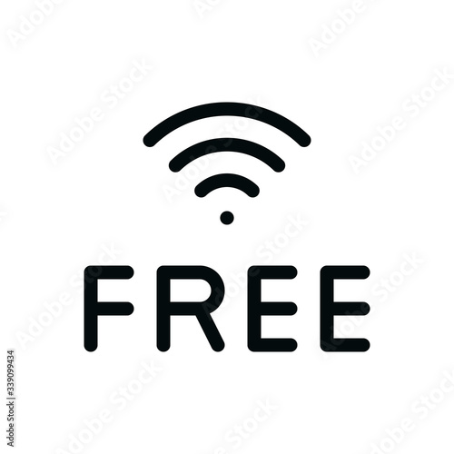 Free wifi isolated icon, hotel area free wi-fi outline vector icon