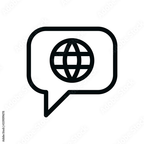 Foreign language talk bubble isolated icon, international communication linear vector icon photo