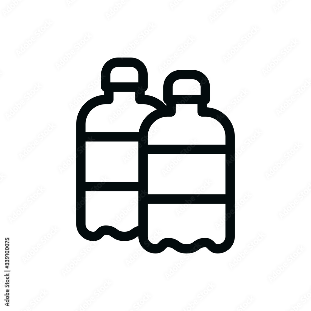 2 bottles of water isolated vector icon, two plastic bottles outline vector icon 2 bottles of water isolated vector icon, two plastic bottles outline vector icon