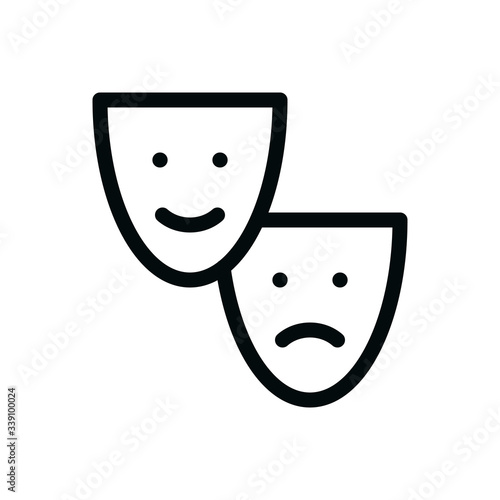 Theater isolated icon, masks for masquerade linear vector icon