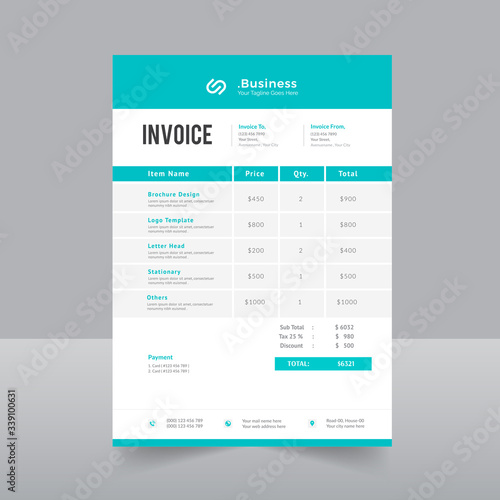 Customizable Invoice template Layout design. Vector Template