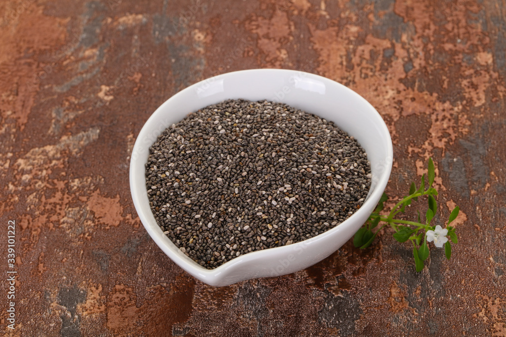 Dietary Chia seeds in the bowl Dietary Chia seeds in the bowl