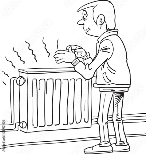 Man enjoys the radiator 